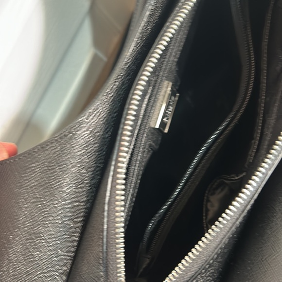 CROMIA LEATHER SATCHEL HAND BAG CROSSBODY  IN BLACK  ITALIAN GENUIN LEATHER NEW - Picture 7 of 8